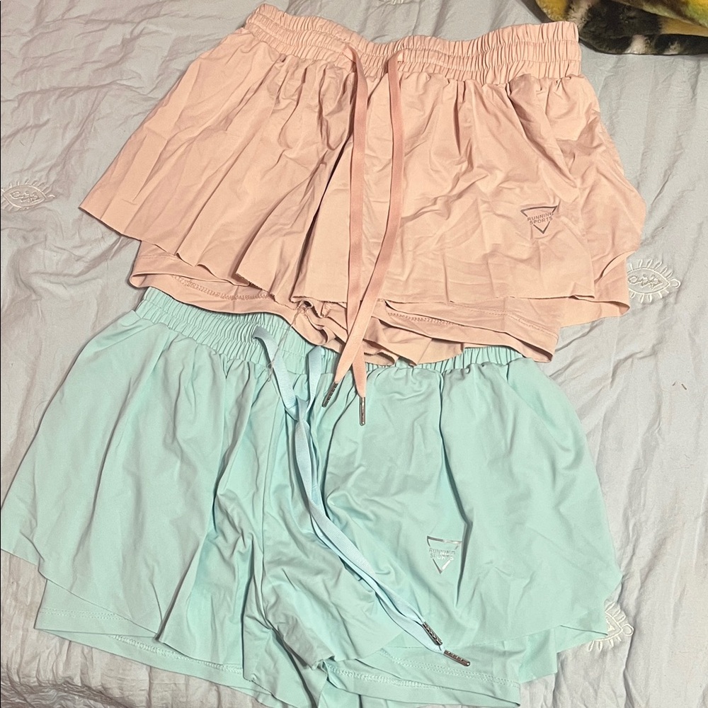 SHEIN Light Blue Ruched Shorts